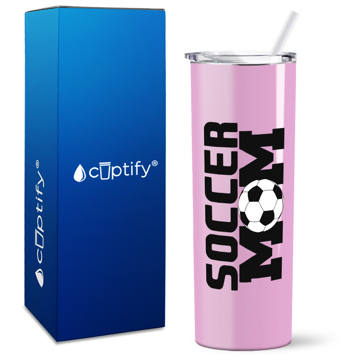Soccer Ball Mom on 20oz Skinny Tumbler