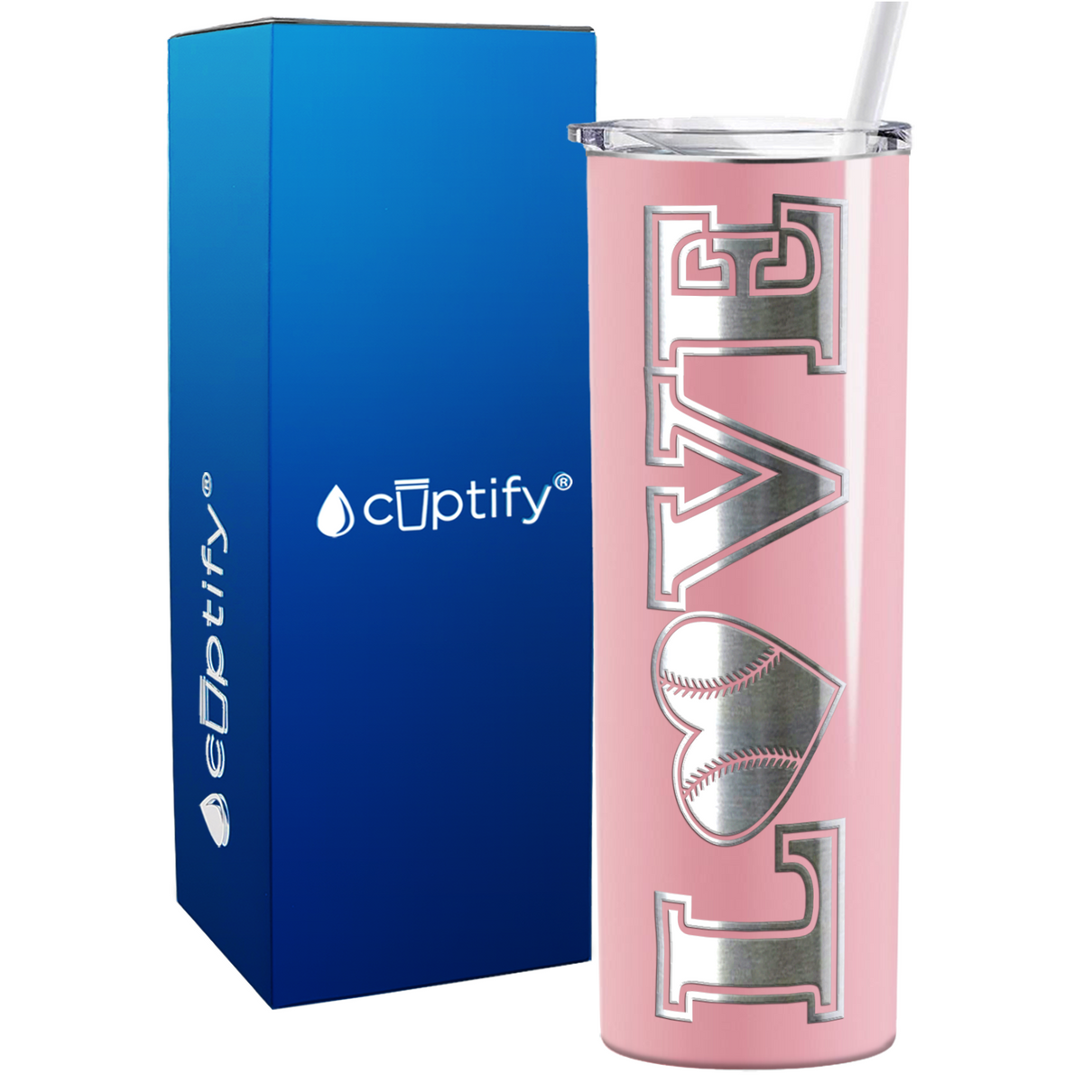 Baseball Heart Love 20oz Skinny Tumbler