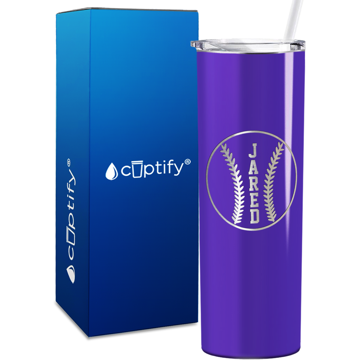 Red Baseball Personalized Design 20oz Skinny Tumbler