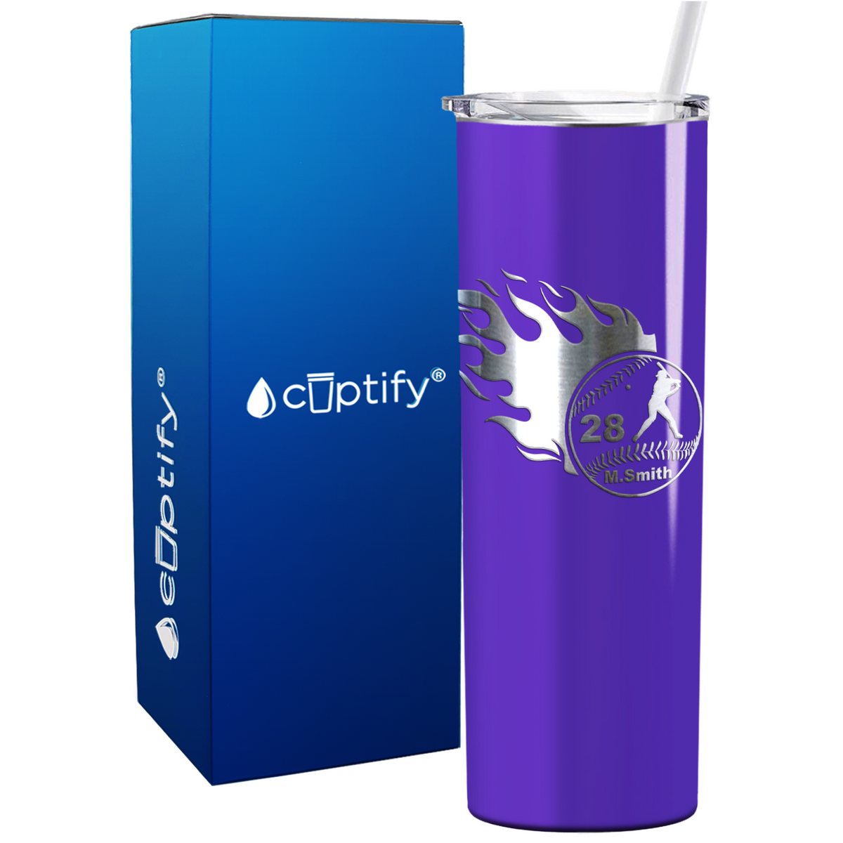 Baseball Personalized 20oz Skinny Tumbler
