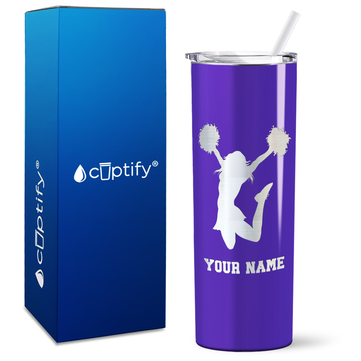 Personalized Cheerleader on 20oz Skinny Tumbler