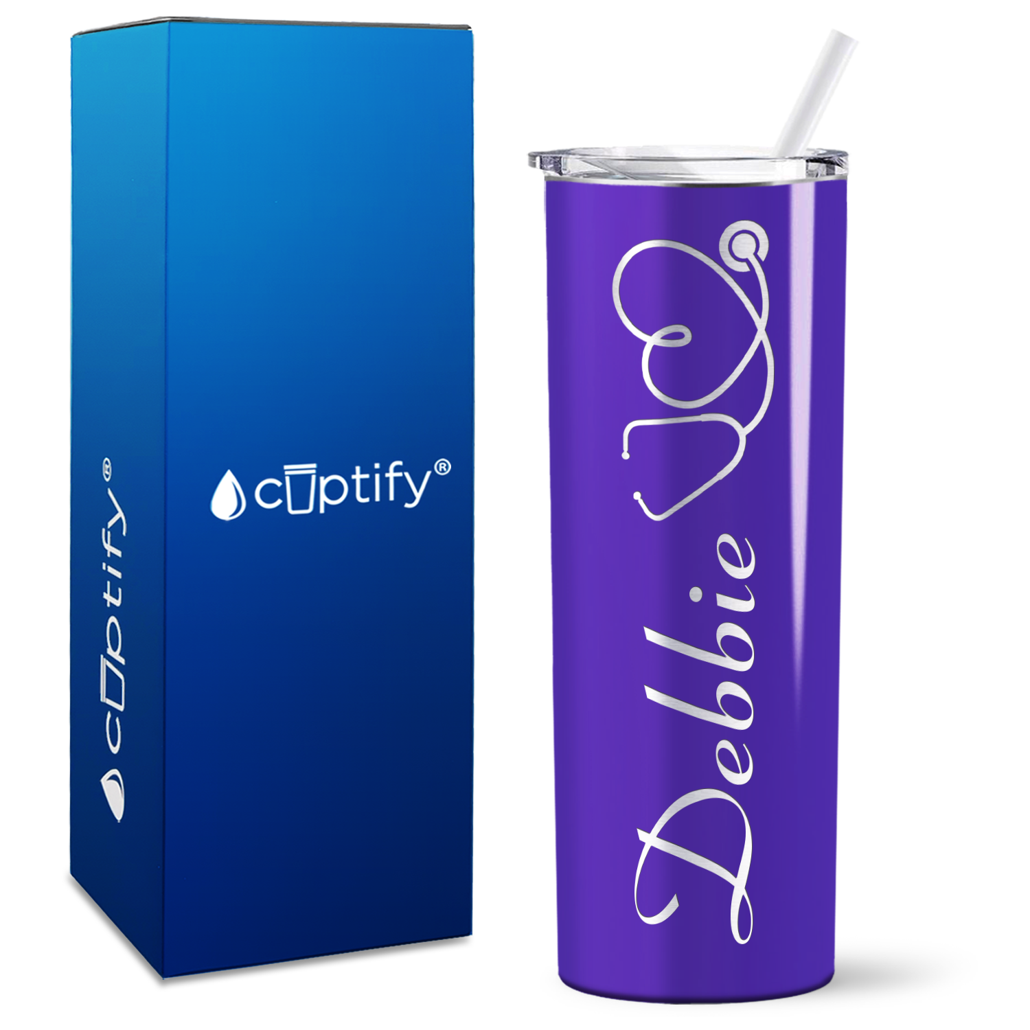 Personalized Nurse Stethoscope on 20oz Skinny Tumbler