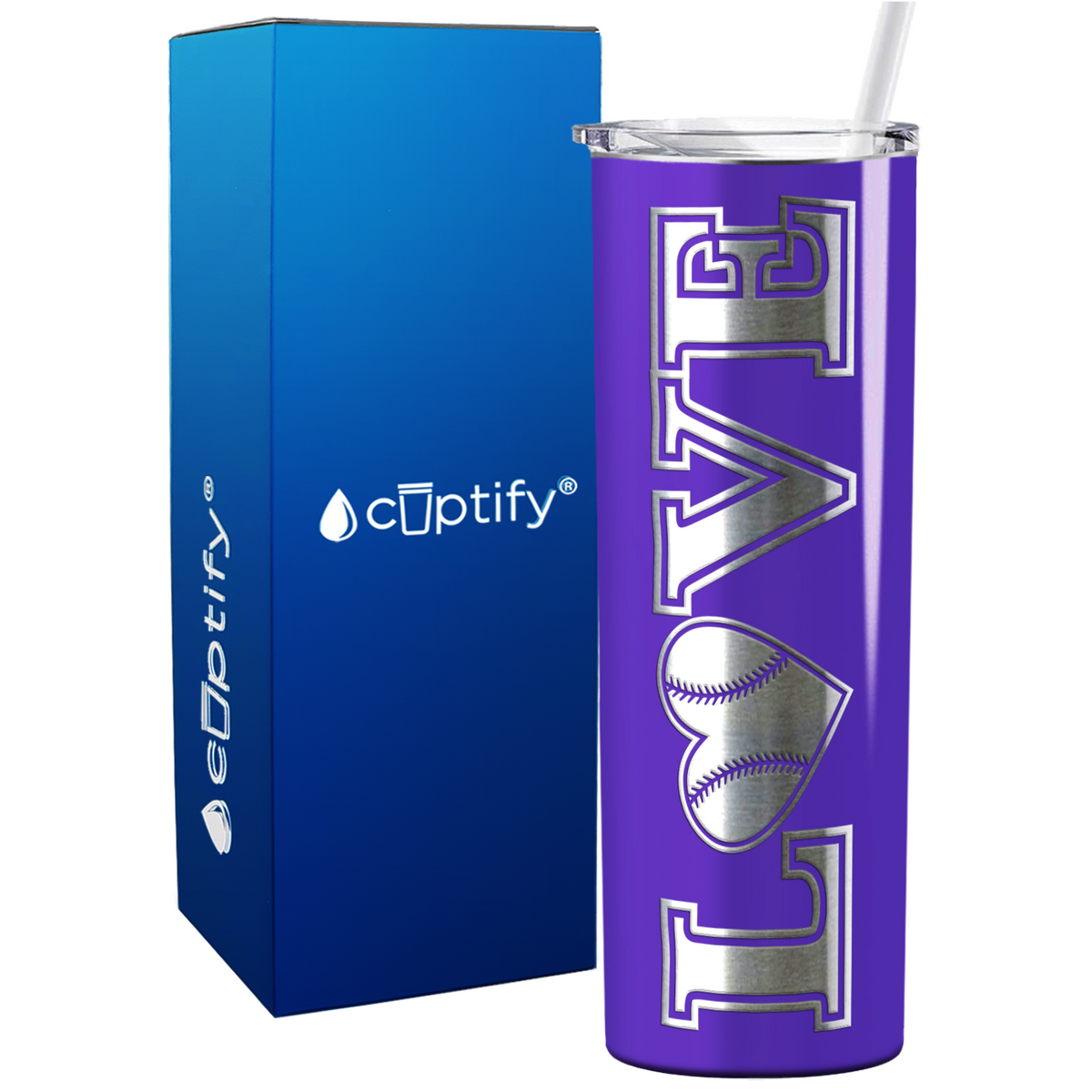 Baseball Heart Love 20oz Skinny Tumbler