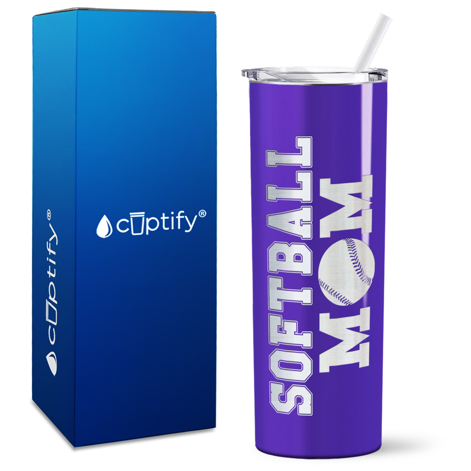 Softball Mom on 20oz Skinny Tumbler