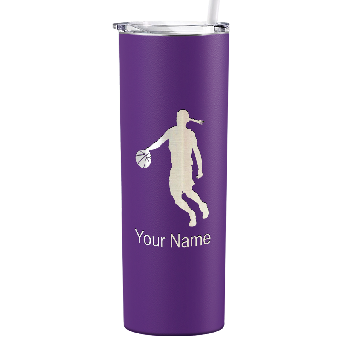 Personalized Basketball Girl Player Silhouette on 20oz Skinny Tumbler