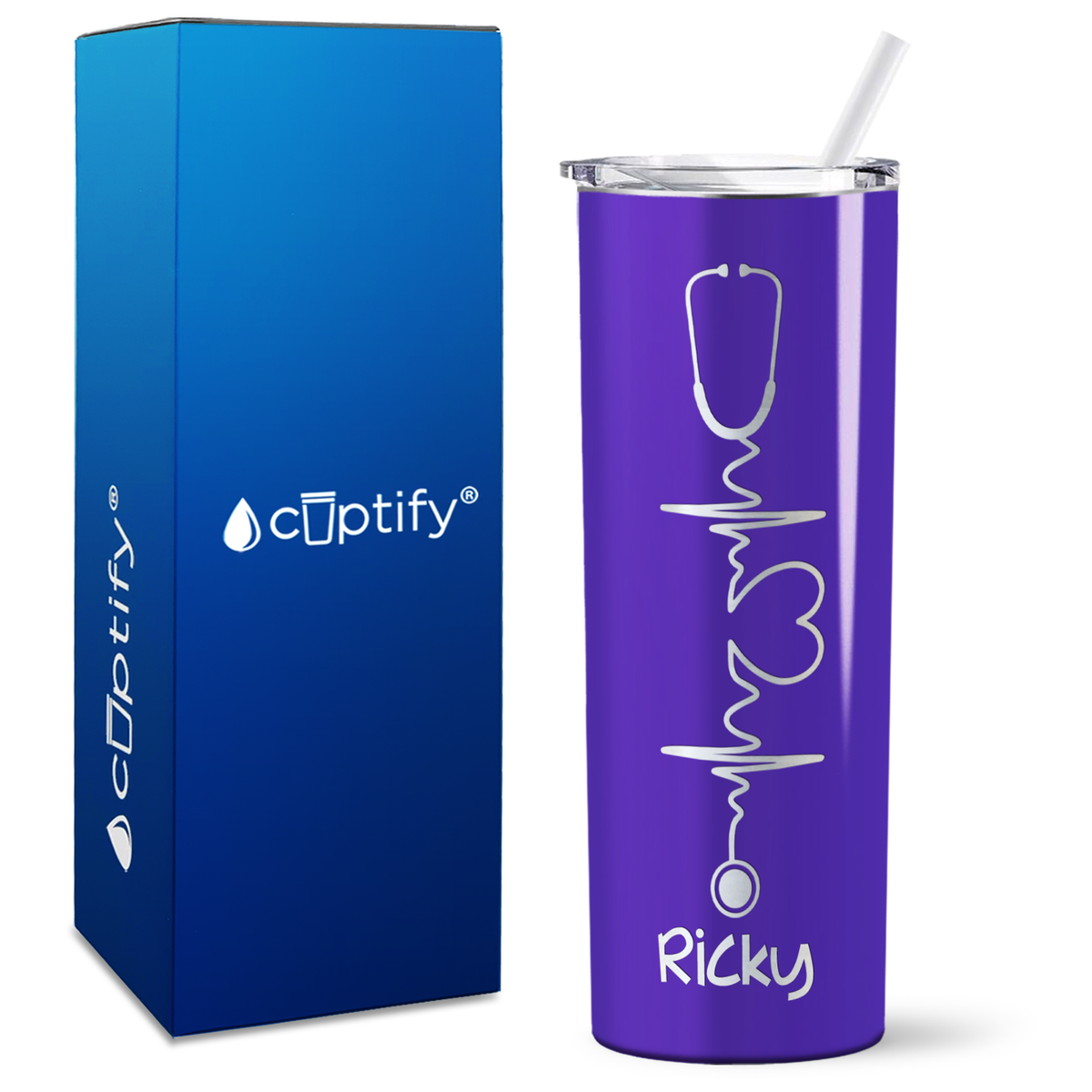 Personalized Loving Heartbeat Nursing on Skinny Tumbler