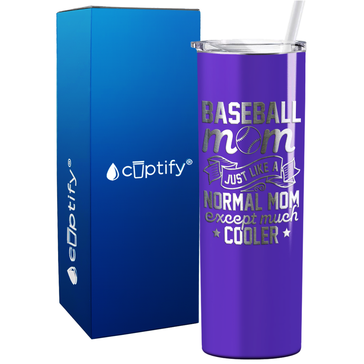 Baseball Mom Just Like a Normal Mom  on 20oz Skinny Stainless Steel Tumbler