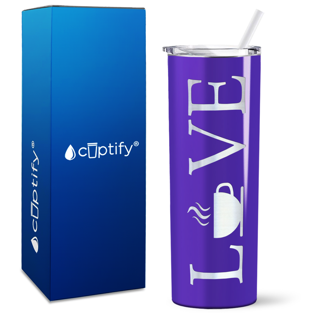 Love with Coffee Design on 20oz Skinny 20oz Tumbler