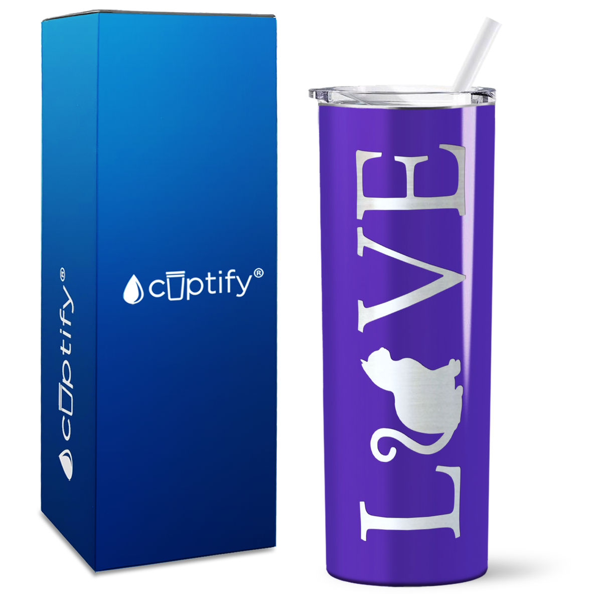 LOVE Cat on 20oz Skinny Tumbler
