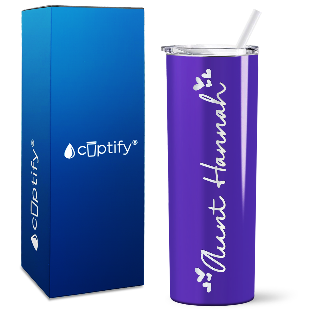 Personalized Aunt Hearts 20oz Skinny Tumbler