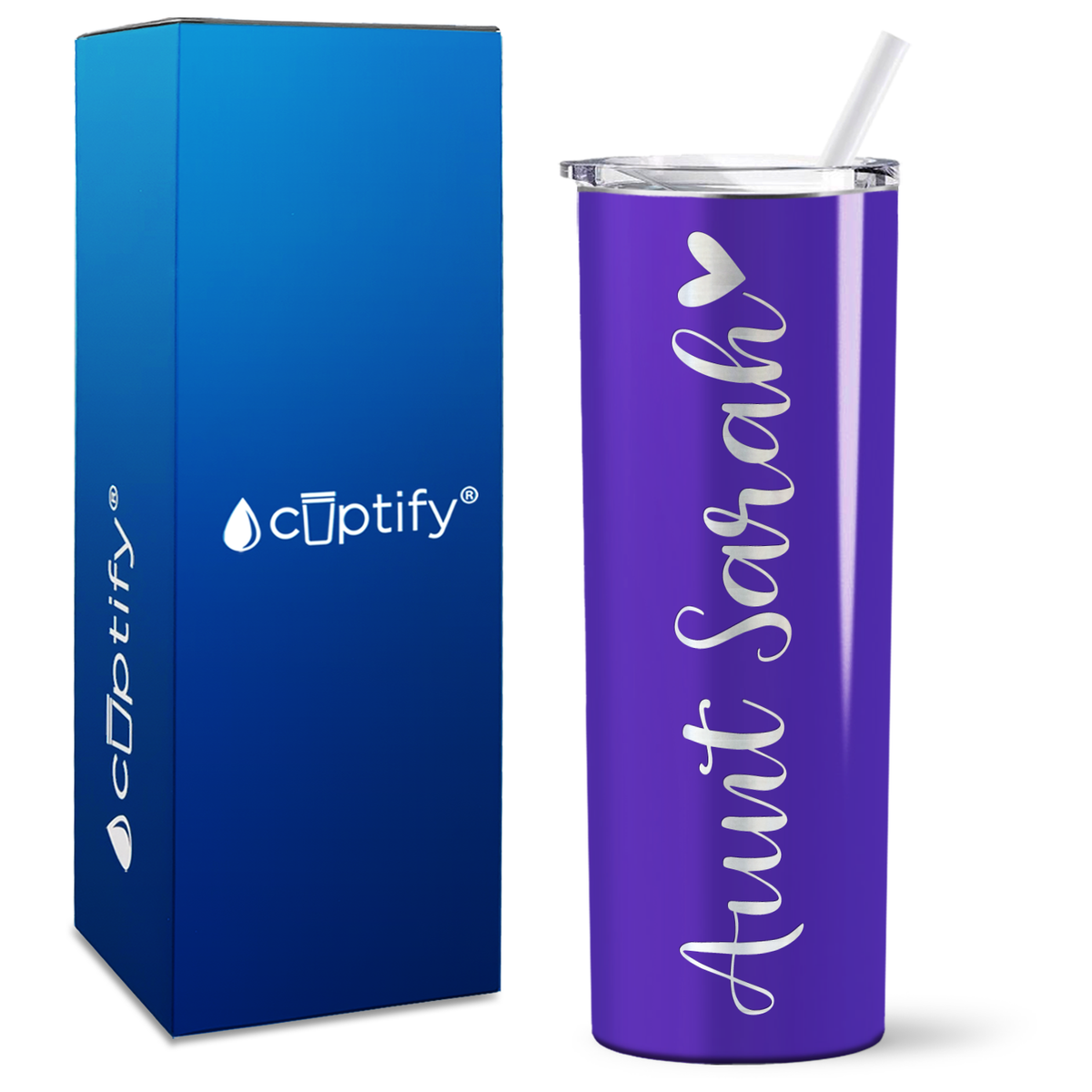 Personalized Aunt with Heart 20oz Skinny Tumbler