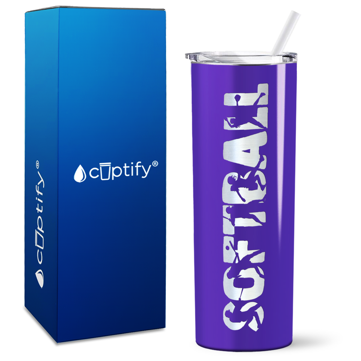 Softball Players on 20oz Skinny Tumbler