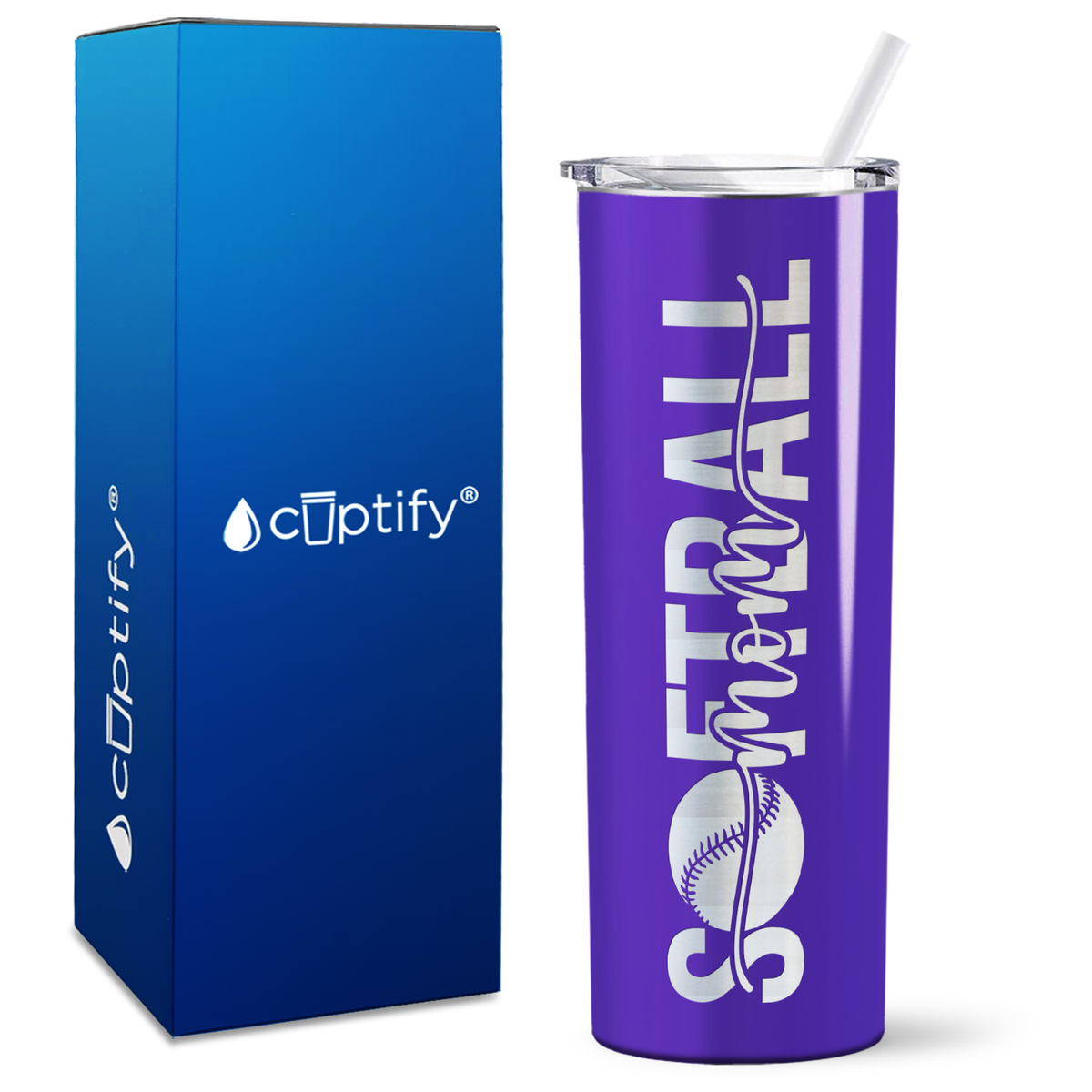 Softball Mom Swish on 20oz Skinny Tumbler