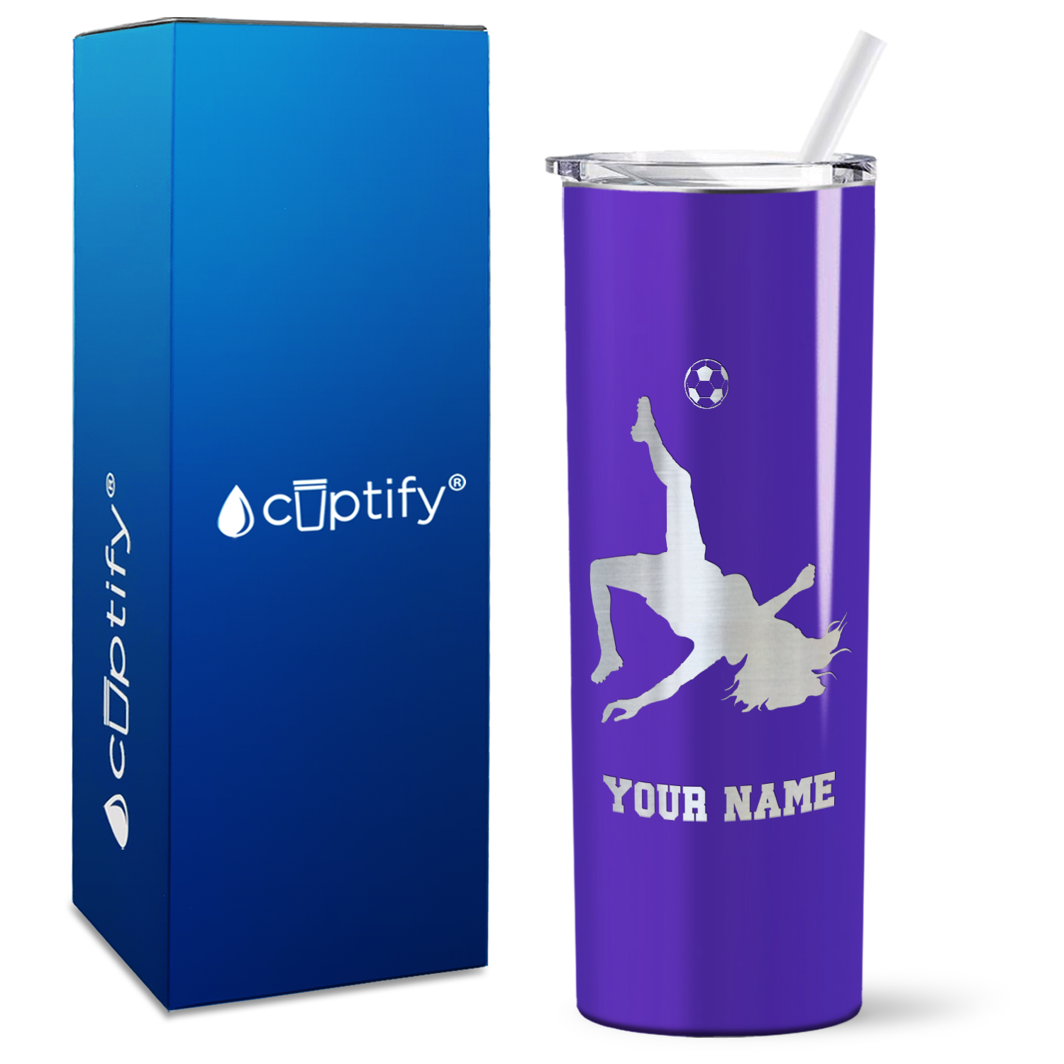 Personalized Soccer Player Female on 20oz Skinny Tumbler