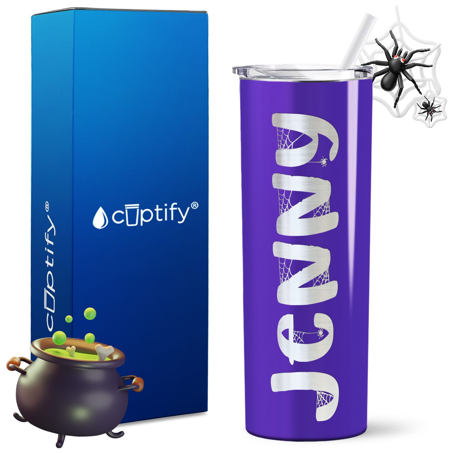 Personalized Spooky Style on 20oz Skinny Halloween Tumbler