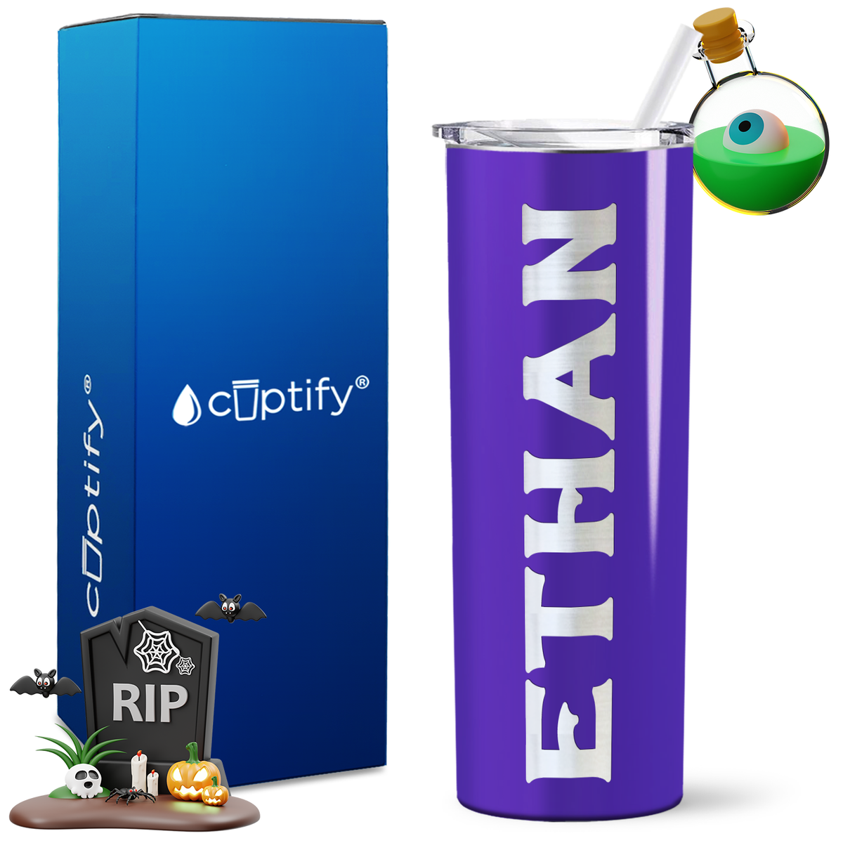 Personalized Grim Style on 20oz 20oz Skinny - Halloween Tumbler