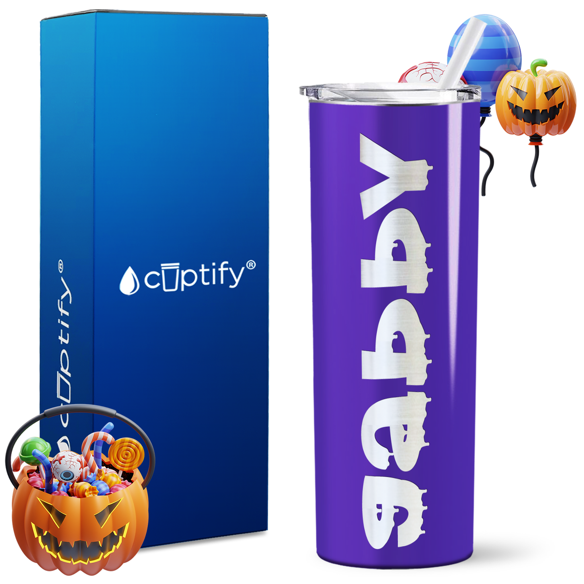 Personalized Haunted Style on 20oz 20oz Skinny - Halloween Tumbler