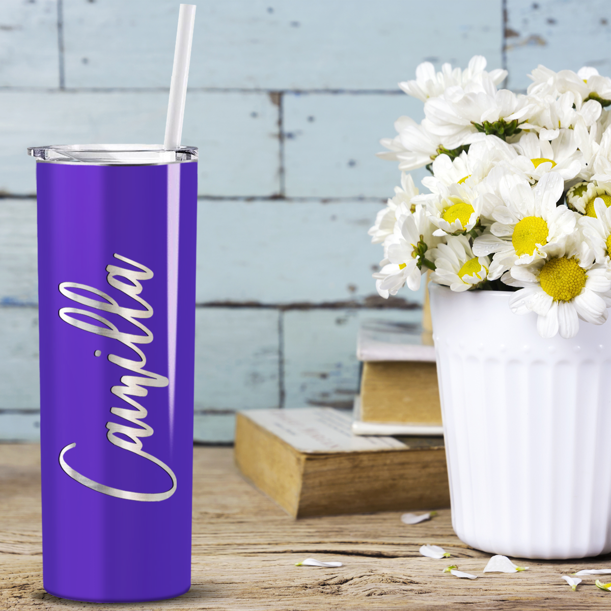 Personalized Purple Gloss Skinny Tumbler