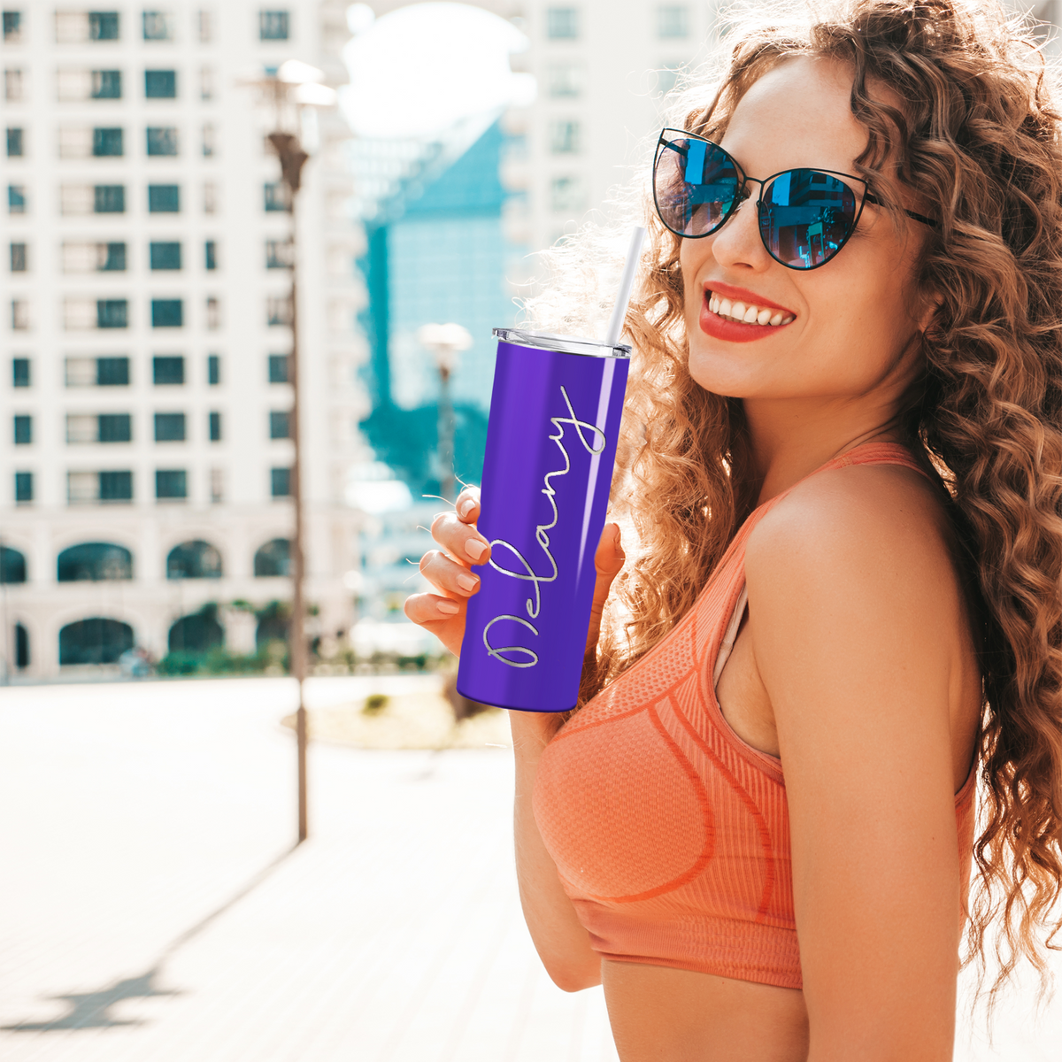 Personalized Purple Gloss Skinny Tumbler
