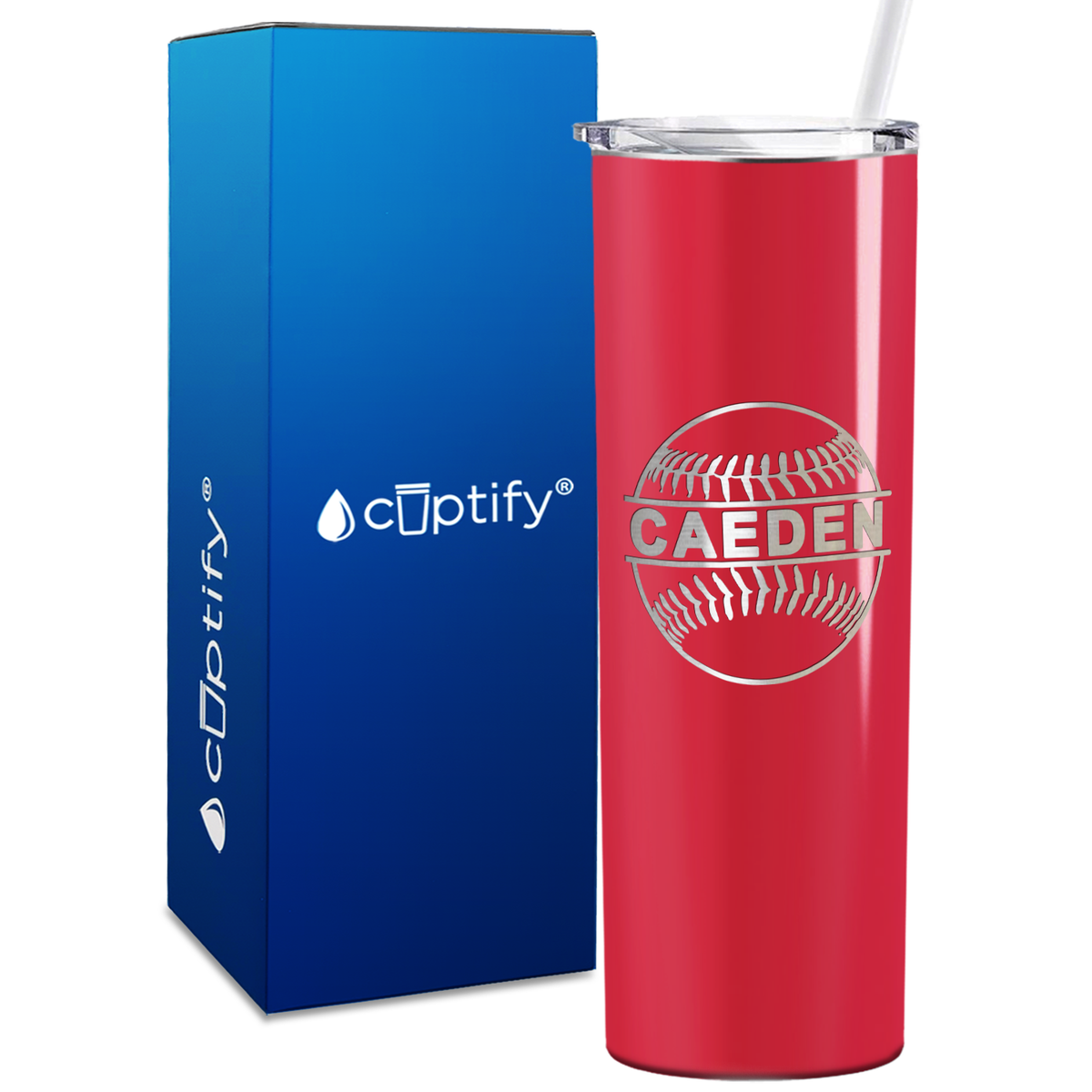 Blue Baseball Personalized Design 20oz Skinny Tumbler