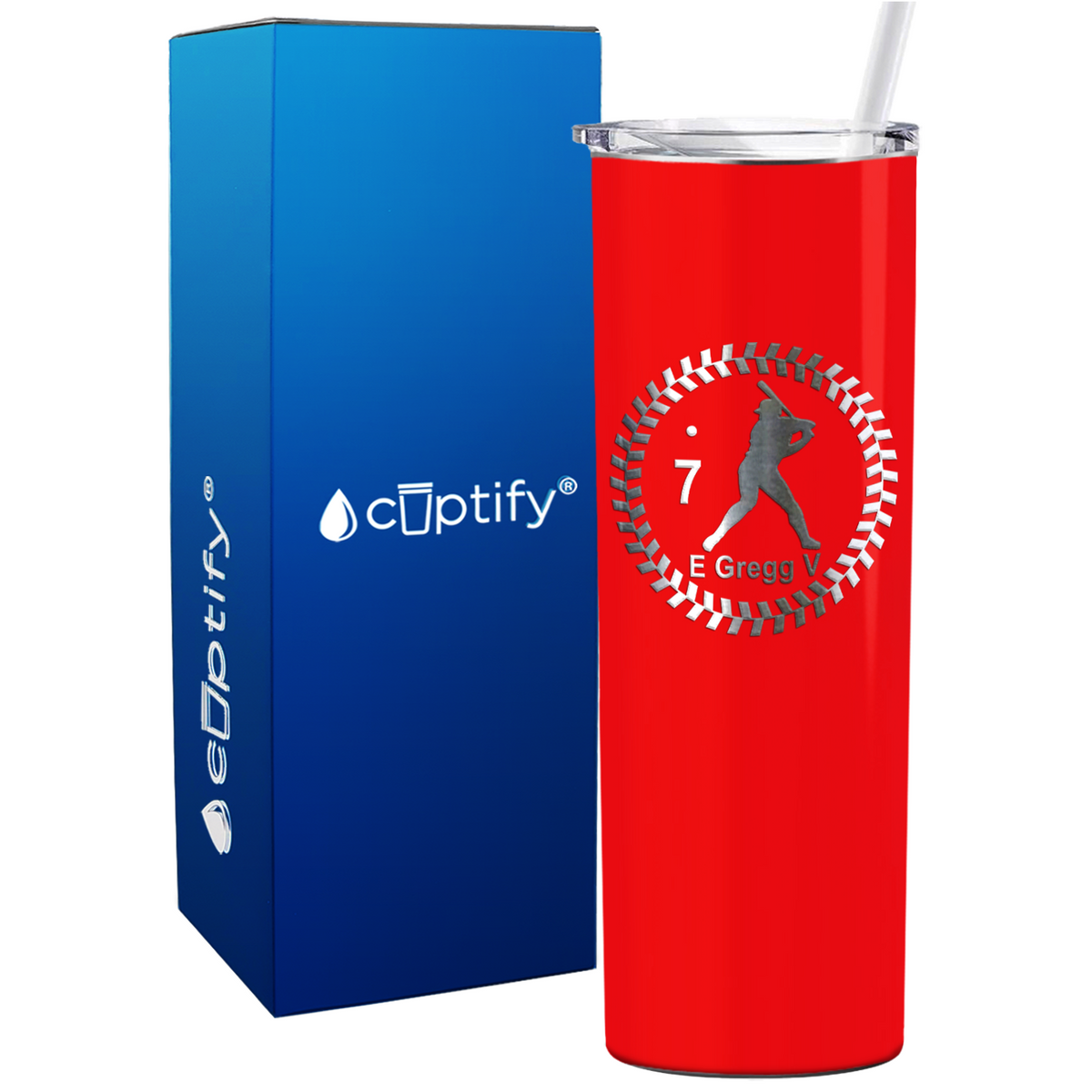 Baseball Player Personalized 20oz Skinny Tumbler