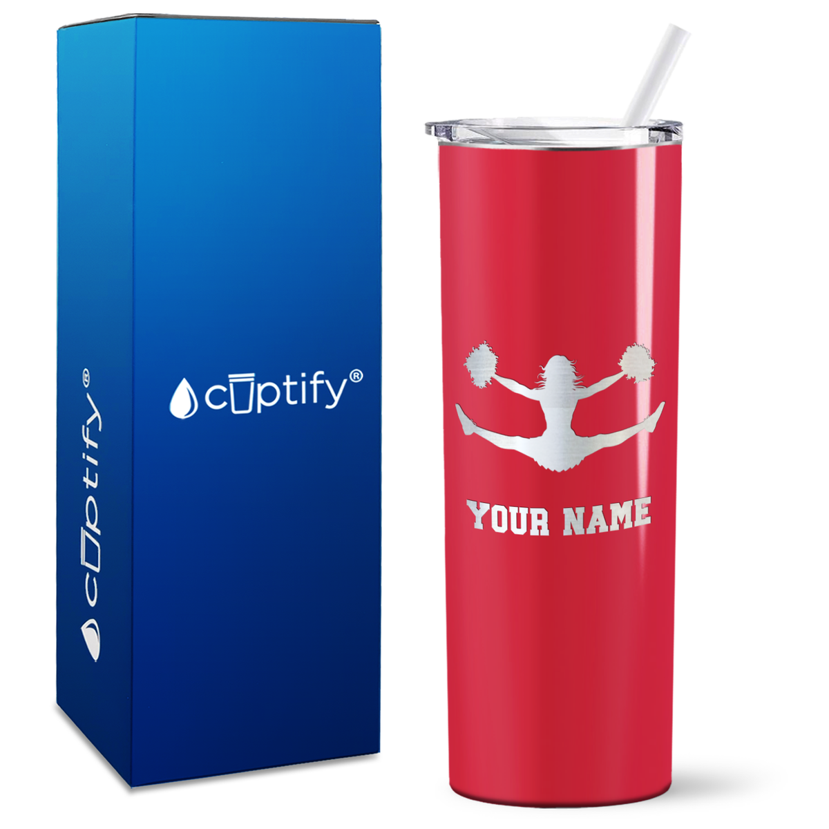 Personalized Cheerleader Flyer on 20oz Skinny Tumbler