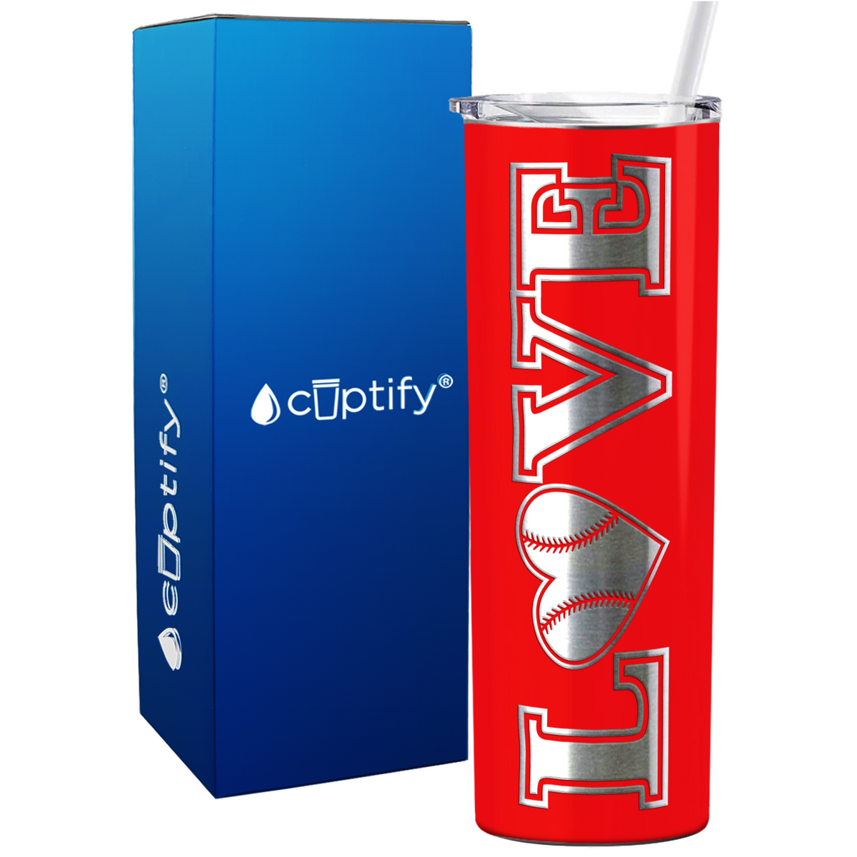 Baseball Heart Love 20oz Skinny Tumbler