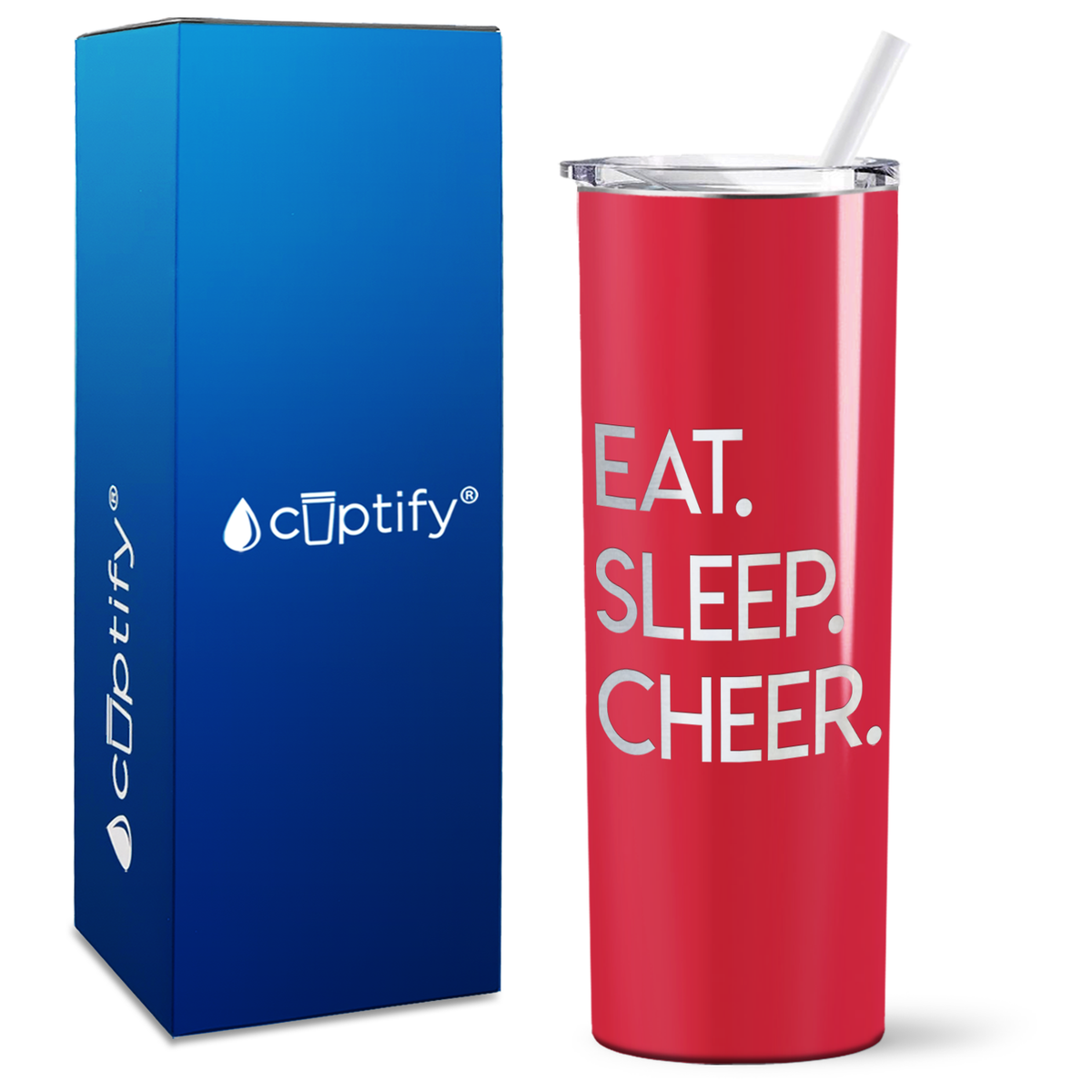 Eat Sleep Cheer on 20oz Skinny Tumbler