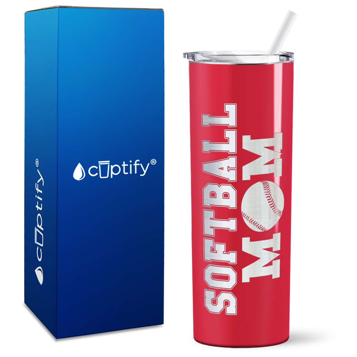 Softball Mom on 20oz Skinny Tumbler