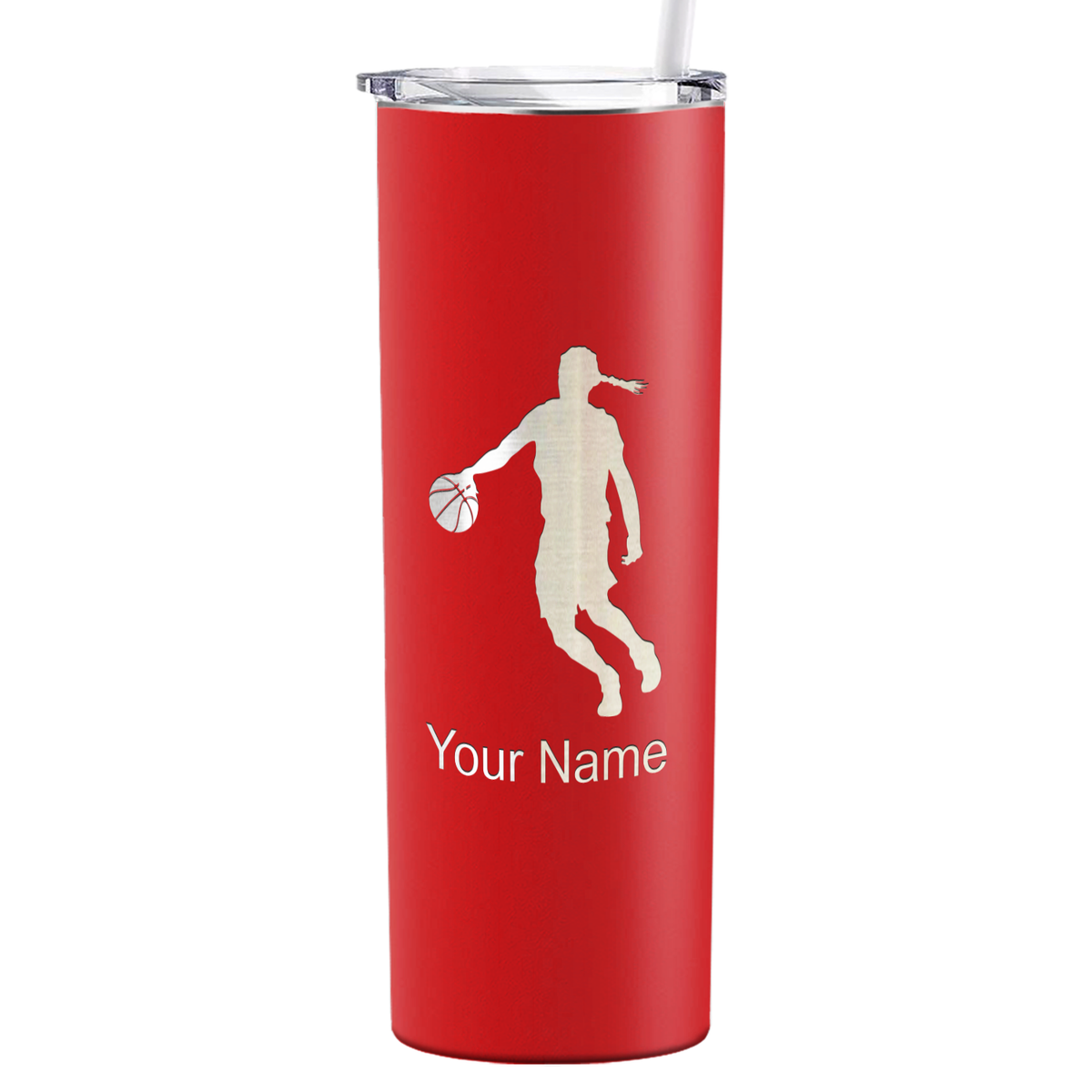 Personalized Basketball Girl Player Silhouette on 20oz Skinny Tumbler