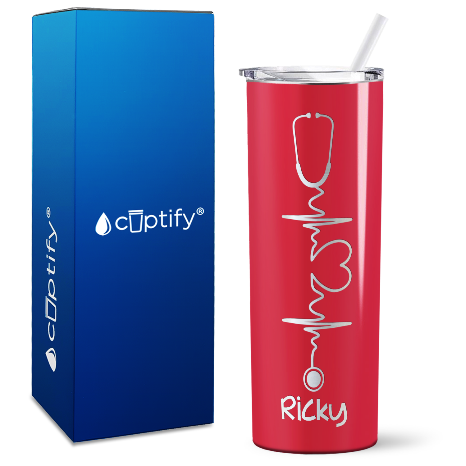 Personalized Loving Heartbeat Nursing on Skinny Tumbler