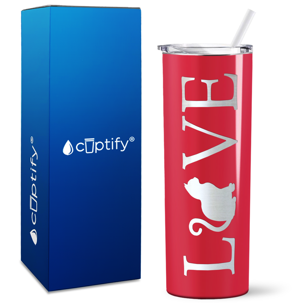 LOVE Cat on 20oz Skinny Tumbler