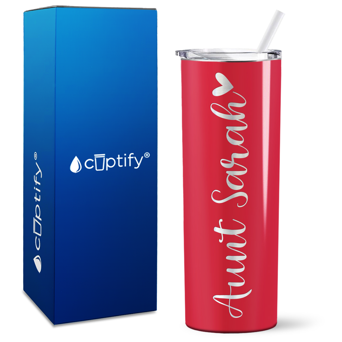 Personalized Aunt with Heart 20oz Skinny Tumbler