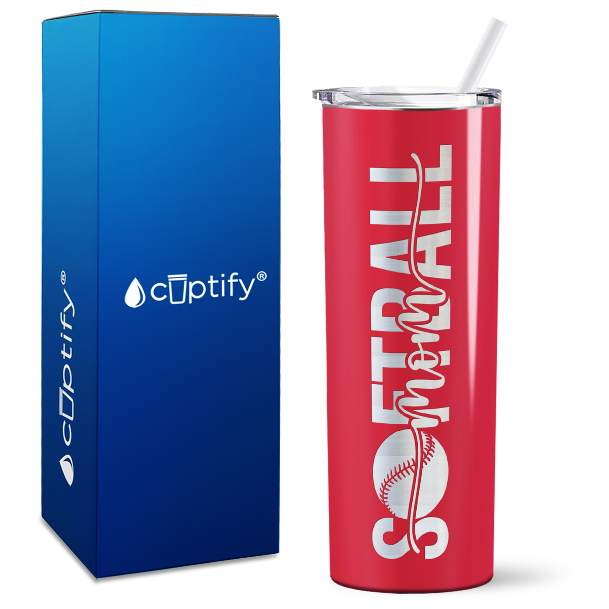 Softball Mom Swish on 20oz Skinny Tumbler