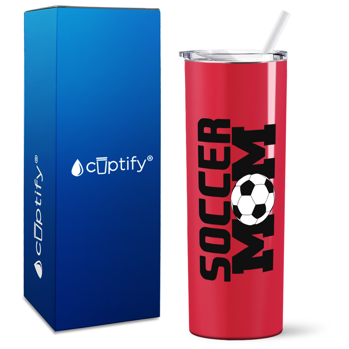 Soccer Ball Mom on 20oz Skinny Tumbler