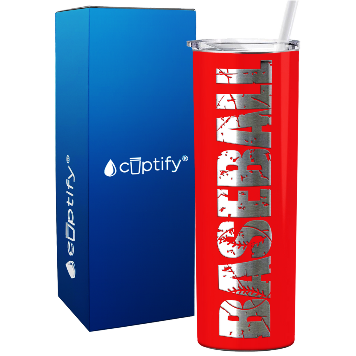 Baseball on 20oz Skinny Stainless Steel Tumbler