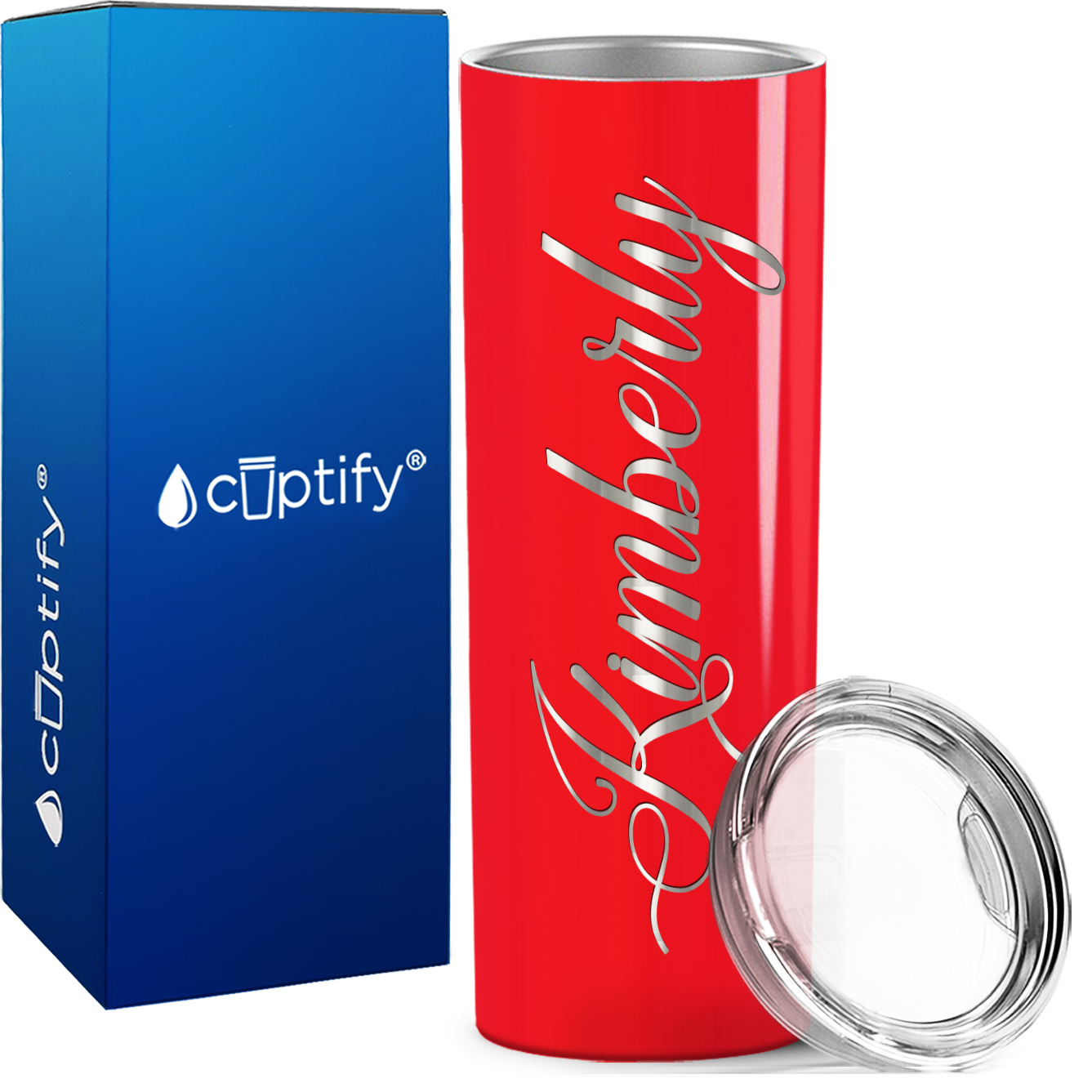 Personalized Red Gloss Skinny Engraved Tumbler