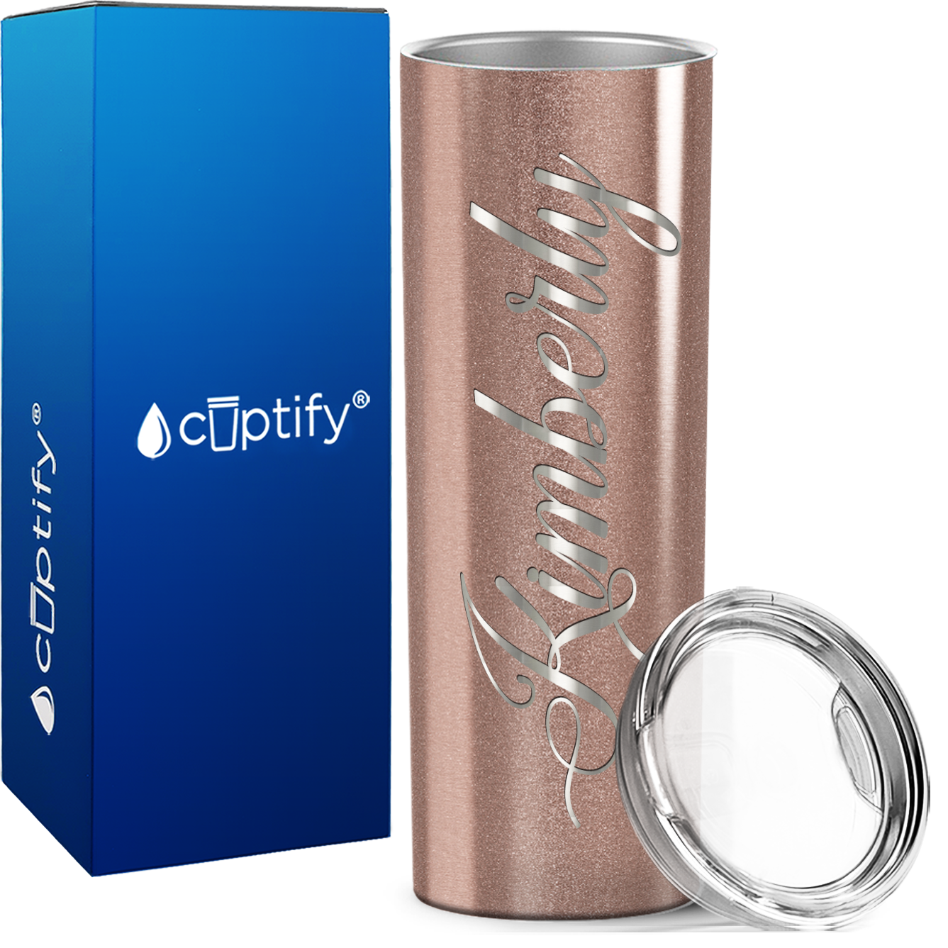 Personalized Rose Gold Skinny Engraved Tumbler