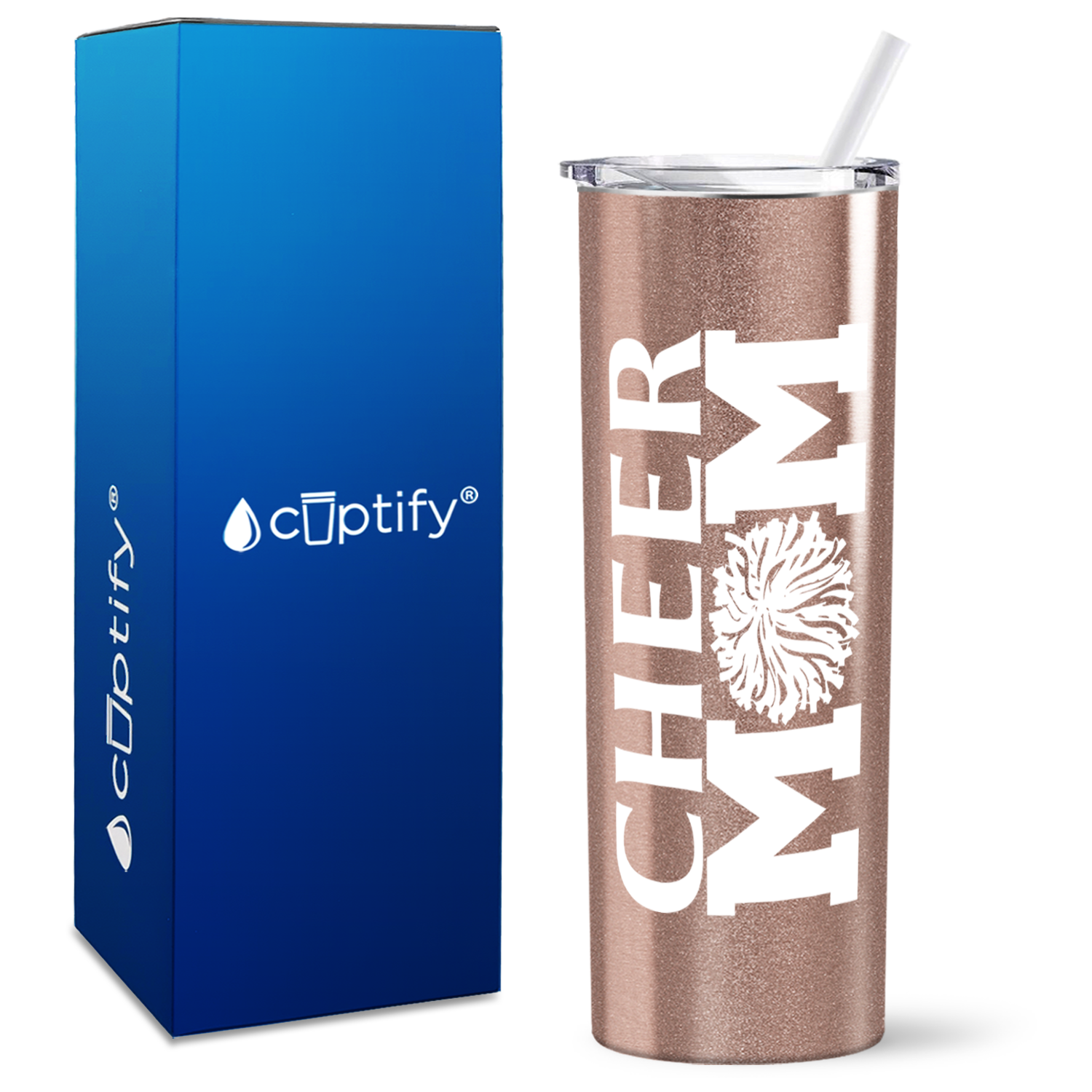 Cheer Mom Pom Pom on 20oz Skinny Tumbler