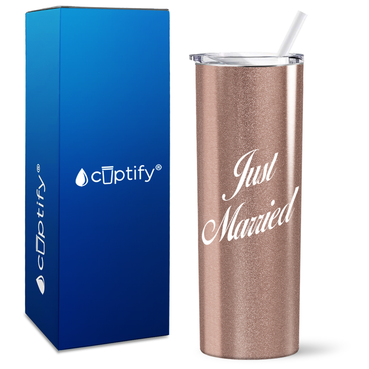 Just Married on 20oz Skinny Tumbler