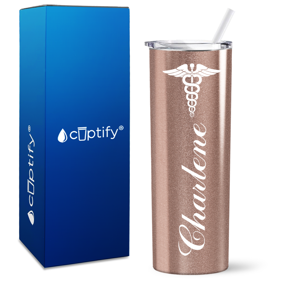 Personalized Caduceus Nurse on Skinny Tumbler
