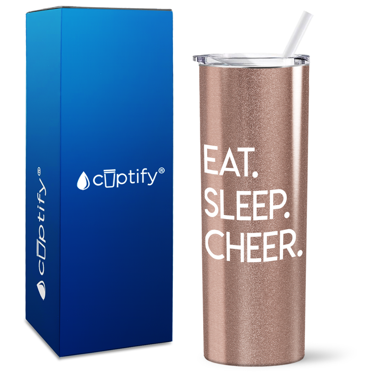 Eat Sleep Cheer on 20oz Skinny Tumbler