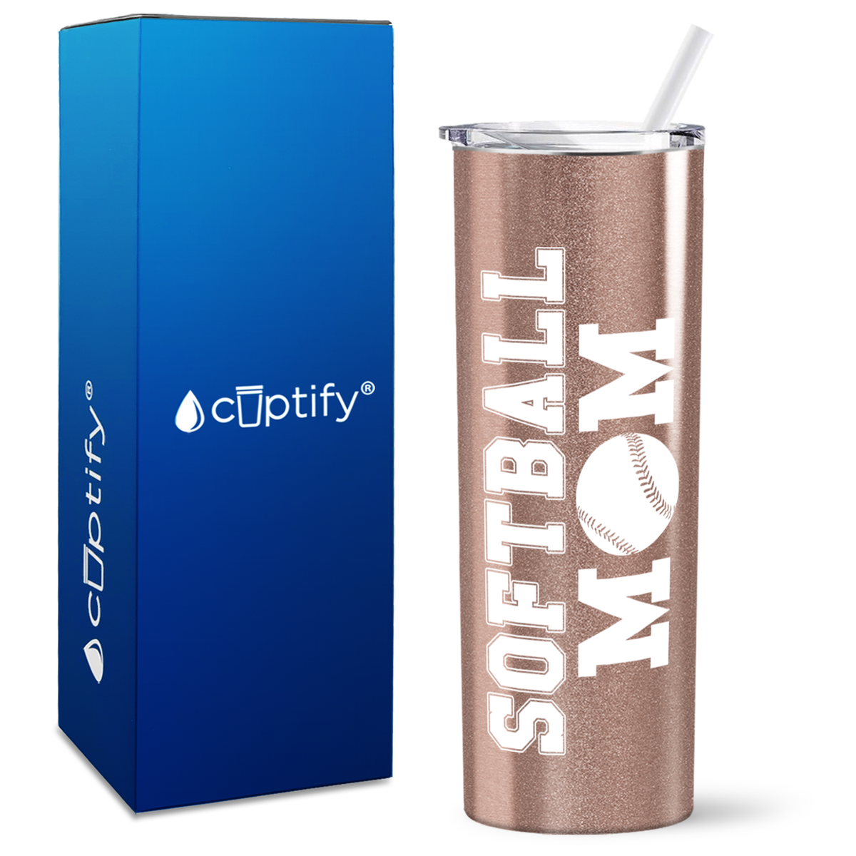 Softball Mom on 20oz Skinny Tumbler
