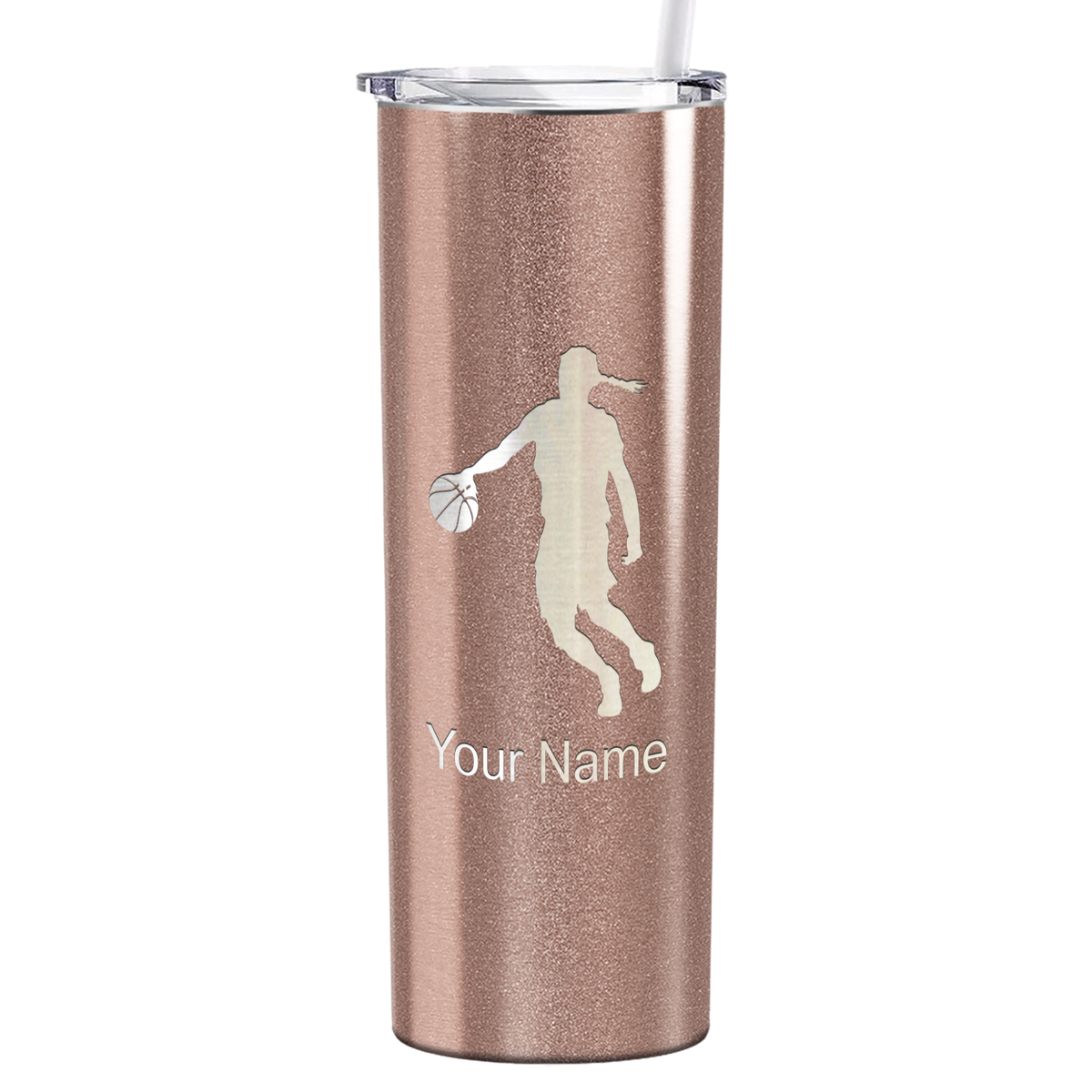 Personalized Basketball Girl Player Silhouette on 20oz Skinny Tumbler