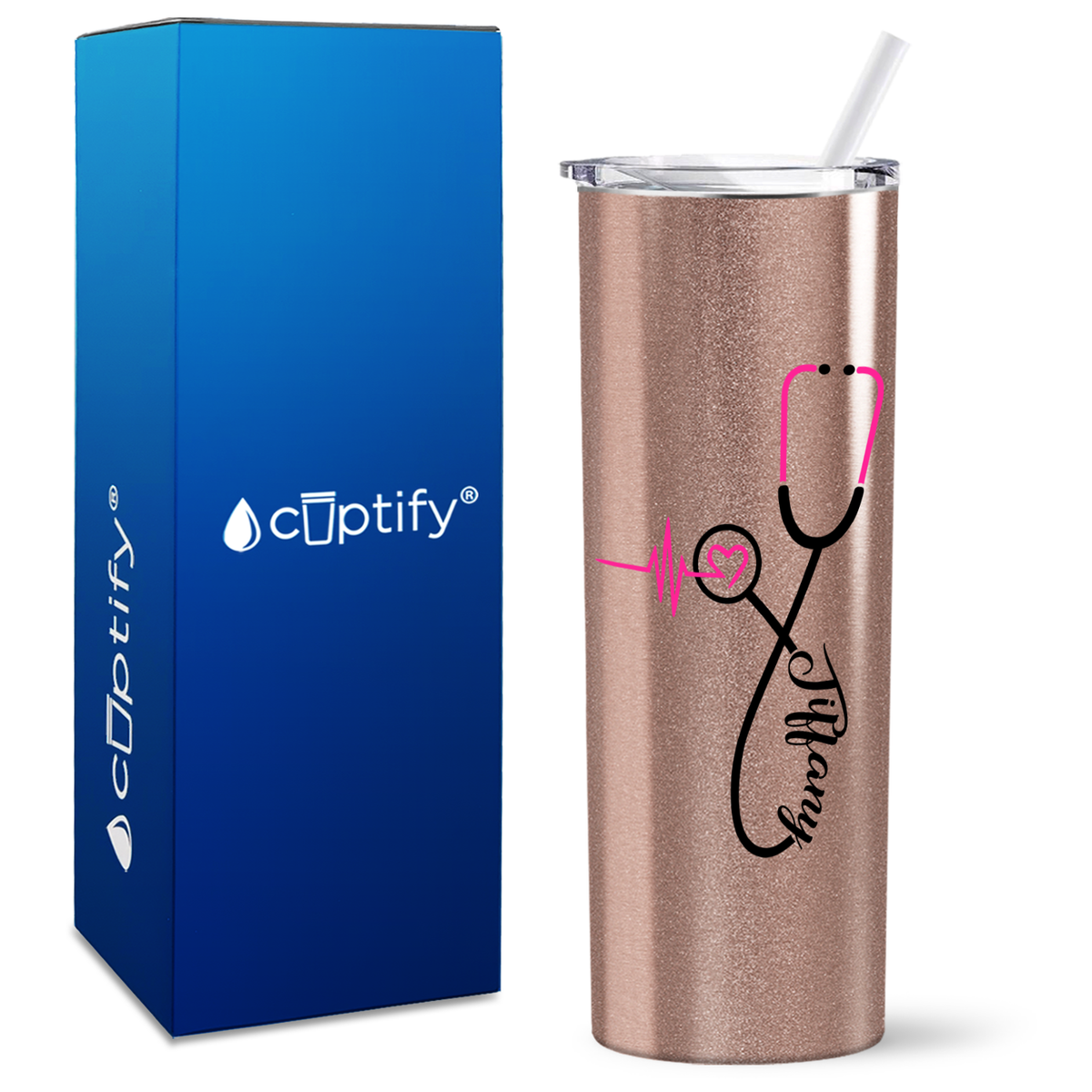 Personalized Nursing Stethoscope on Skinny Tumbler