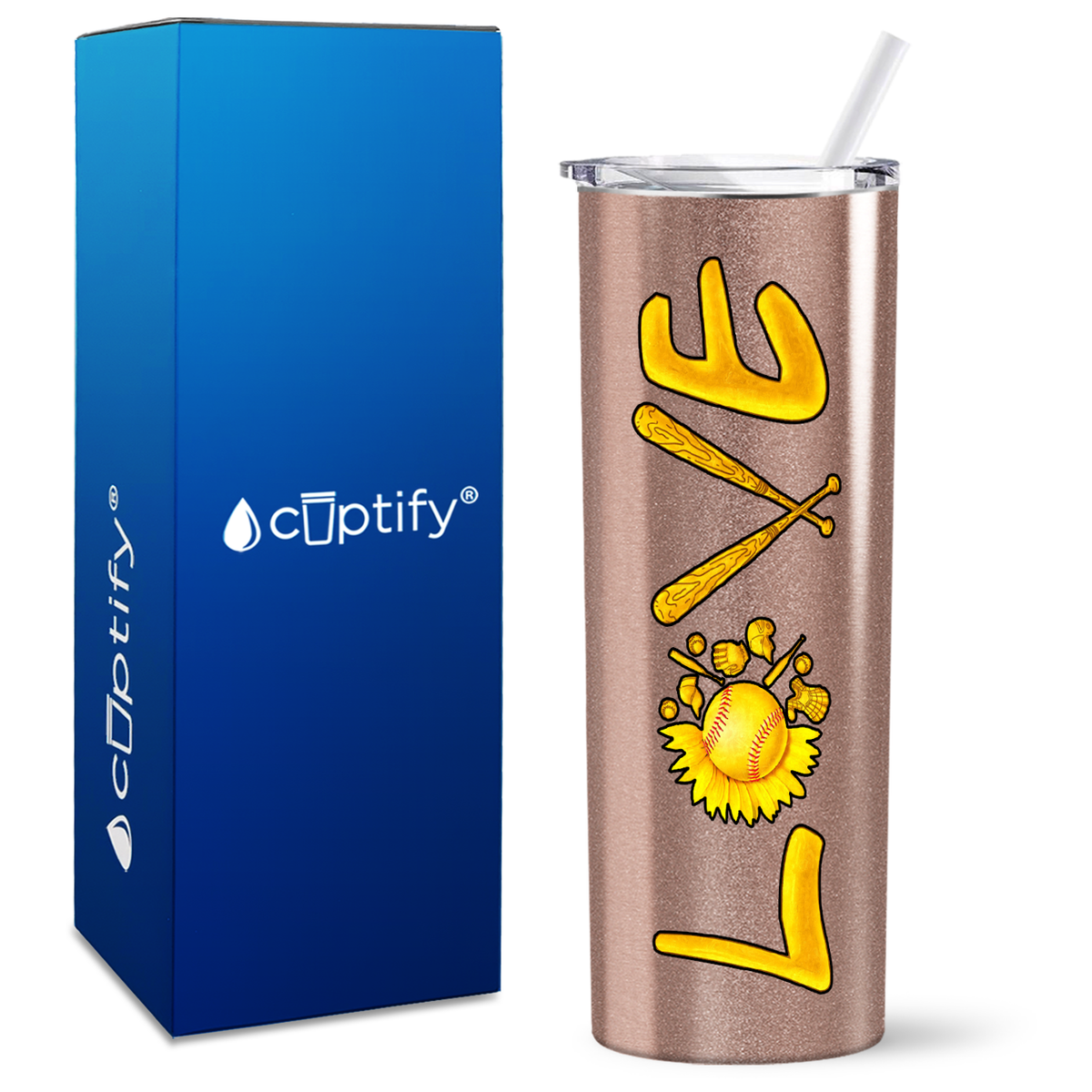 Softball Love on 20oz Skinny Tumbler