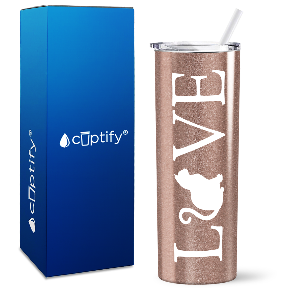 LOVE Cat on 20oz Skinny Tumbler