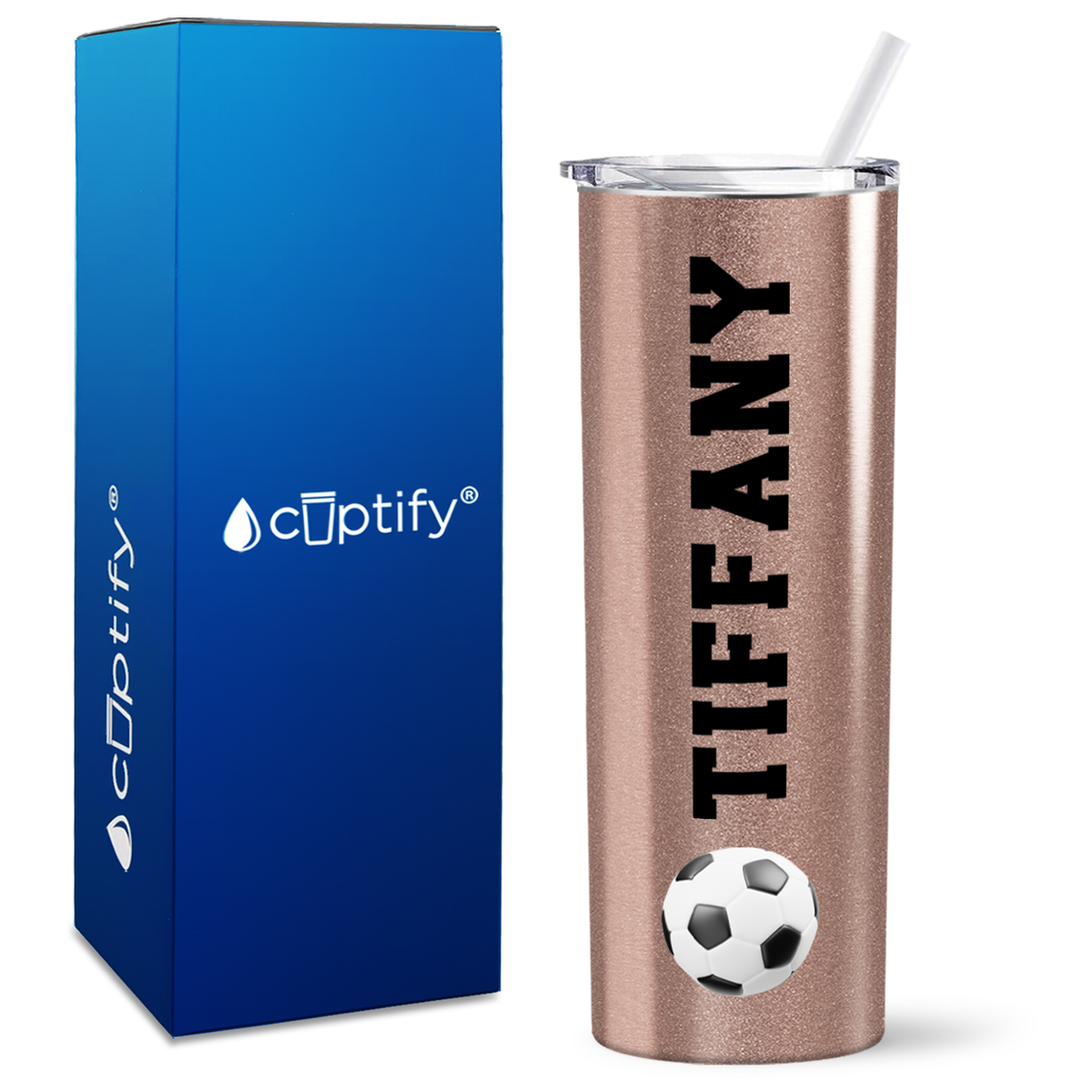 Personalized Soccer Ball on 20oz Skinny Tumbler