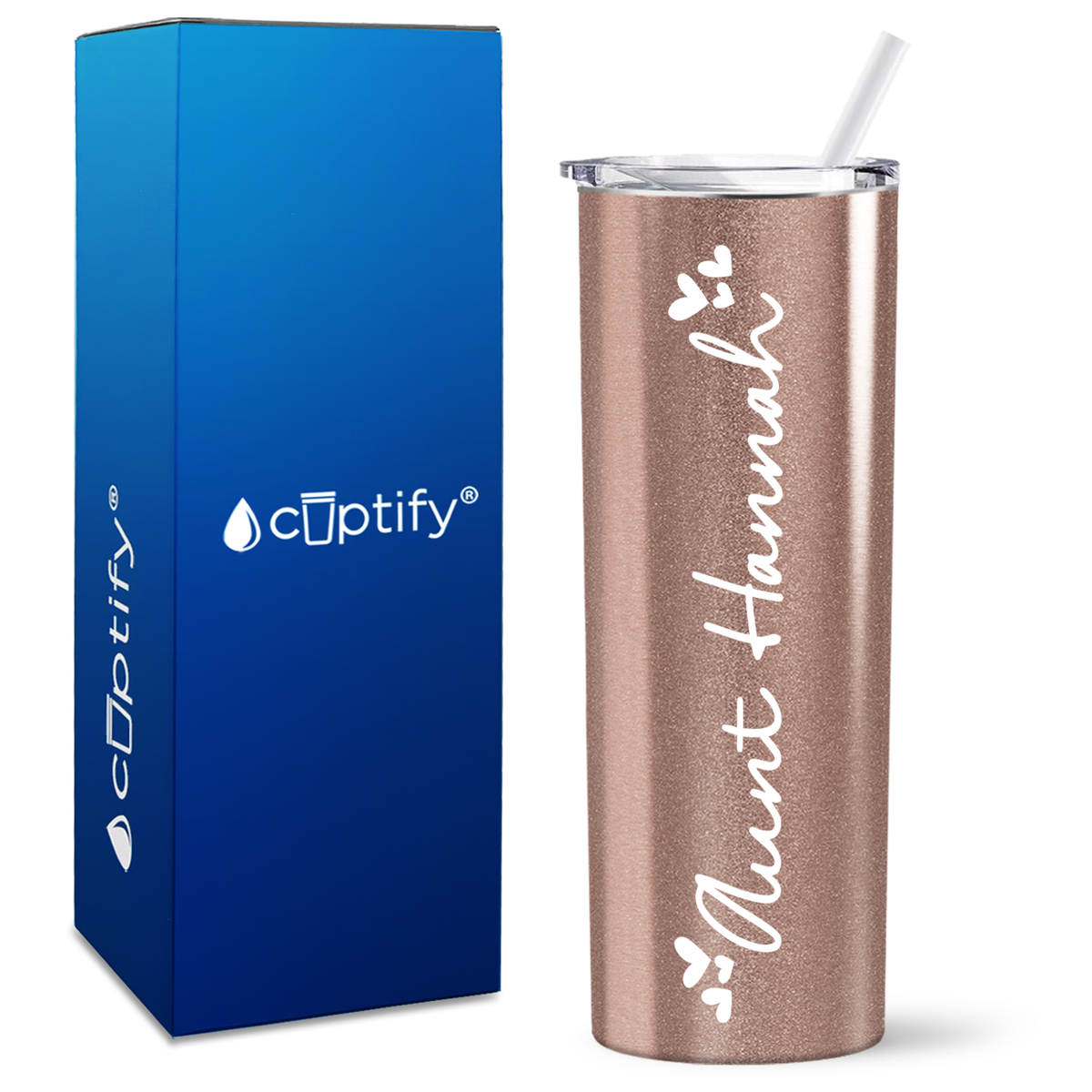 Personalized Aunt Hearts 20oz Skinny Tumbler