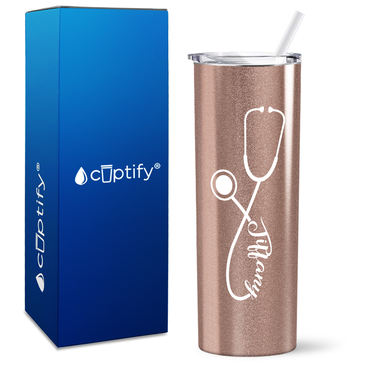 Personalized Stethoscope on 20oz Skinny Tumbler